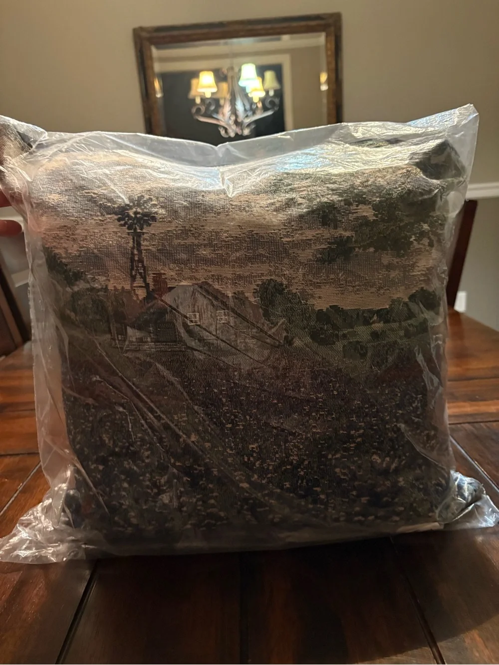 Tapestry Farmhouse Scenic Throw Pillow - Texas Bluebonnets 16x16